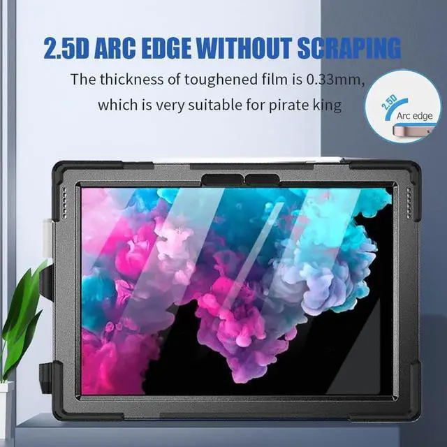 Alt view image 7 of 7 - Bundle- Surface Pro 9 Case 13 inch 2022 with Tempered Glass Screen Protector, Black