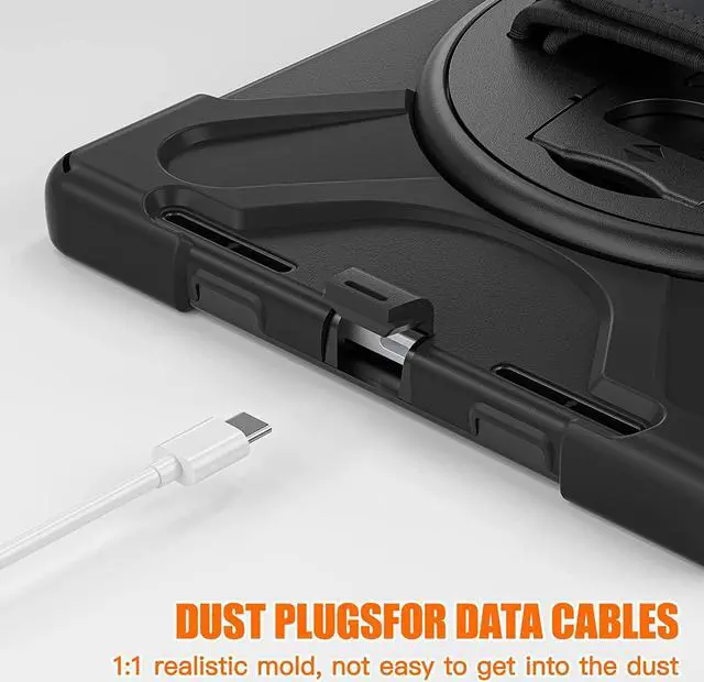 Alt view image 6 of 7 - ZenRich Shockproof Case for iPad 11th (A16)/iPad 10th Generation 10.9 inch 2025/2022, Heavy Duty Rugged Case with Pencil Holder/360° Rotating Kickstand/Handle/Carrying Strap, Black