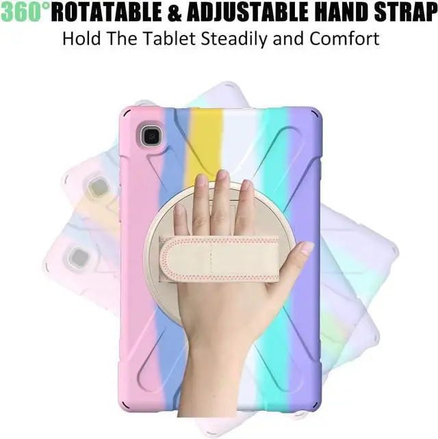 Alt view image 2 of 6 - Galaxy Tab A7 10.4'' Case with Screen Protector 2022/2020, Samsung Tab A7 Shockproof Case with Kickstand Hand Strap and Shoulder Strap for SM-T500/T505/T507/T509, Colorful Pink