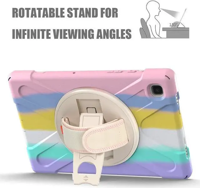 Alt view image 3 of 6 - Galaxy Tab A7 10.4'' Case with Screen Protector 2022/2020, Samsung Tab A7 Shockproof Case with Kickstand Hand Strap and Shoulder Strap for SM-T500/T505/T507/T509, Colorful Pink