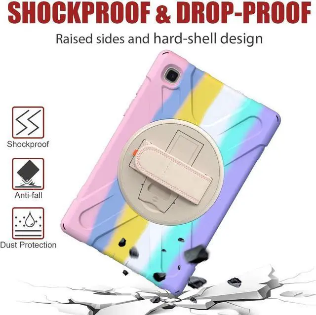 Alt view image 5 of 6 - Galaxy Tab A7 10.4'' Case with Screen Protector 2022/2020, Samsung Tab A7 Shockproof Case with Kickstand Hand Strap and Shoulder Strap for SM-T500/T505/T507/T509, Colorful Pink