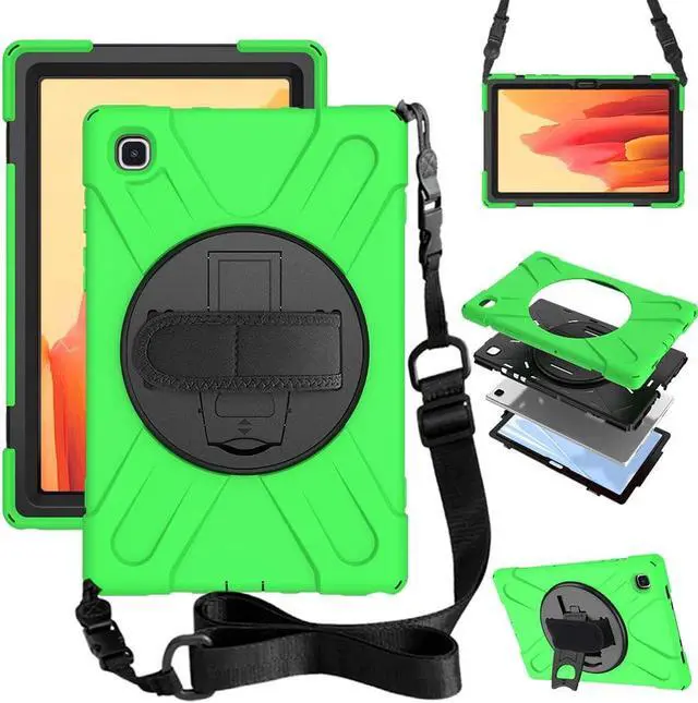 Main image of Galaxy Tab A7 10.4'' Case with Screen Protector 2022/2020, Samsung Tab A7 Heavy Duty Shockproof Case with Kickstand Hand Strap and Shoulder Strap for SM-T500/T505/T507/T509, Green