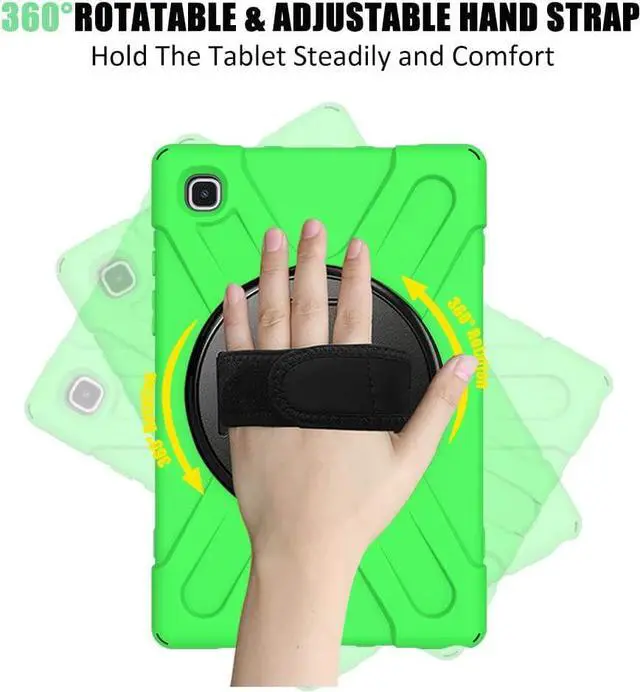 Alt view image 5 of 7 - Galaxy Tab A7 10.4'' Case with Screen Protector 2022/2020, Samsung Tab A7 Heavy Duty Shockproof Case with Kickstand Hand Strap and Shoulder Strap for SM-T500/T505/T507/T509, Green