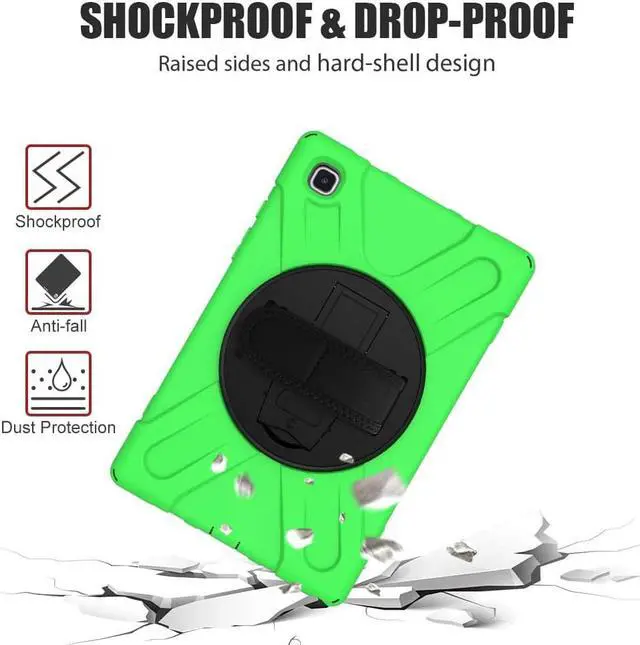Alt view image 7 of 7 - Galaxy Tab A7 10.4'' Case with Screen Protector 2022/2020, Samsung Tab A7 Heavy Duty Shockproof Case with Kickstand Hand Strap and Shoulder Strap for SM-T500/T505/T507/T509, Green