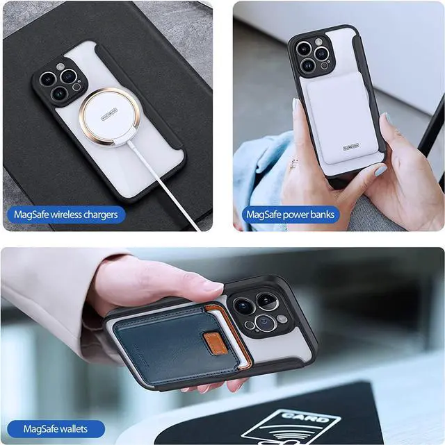 Alt view image 6 of 6 - iPhone 14 Pro Max Wallet Case with MagSafe Compatible, iPhone 14 Pro Max Case with Card Holder Full-Body Protection Clear Transparent Shockproof Case-Black