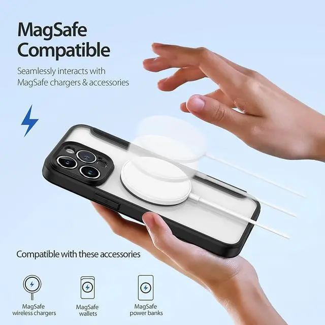 Alt view image 2 of 7 - iPhone 14 Pro Wallet Case with MagSafe Compatible, iPhone 14 Pro Case with Card Holder Full-Body Protection Clear Transparent Shockproof Case-Black
