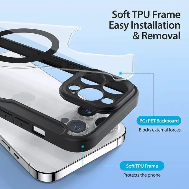 Alt view image 6 of 7 - iPhone 14 Pro Wallet Case with MagSafe Compatible, iPhone 14 Pro Case with Card Holder Full-Body Protection Clear Transparent Shockproof Case-Black