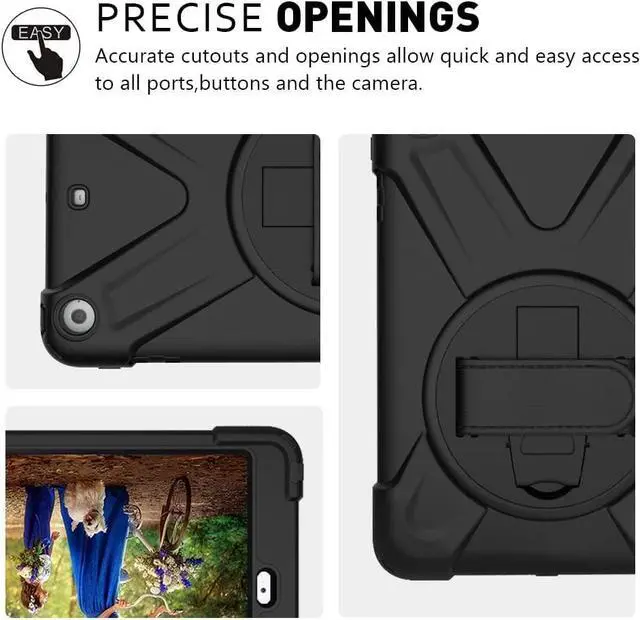 Alt view image 4 of 7 - iPad Mini Case iPad Mini 2 Case iPad Mini 3 Case-Rotatable Kickstand Hand Strap and Shoulder Strap Heavy Duty Shockproof case for iPad Mini 123 Series (Black)