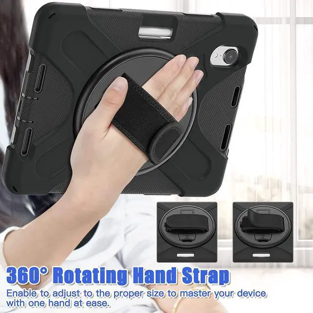 Alt view image 6 of 7 - Bundle-iPad Mini 6 Rugged Black Case and 2 Pack Tempered Glass Screen Protector