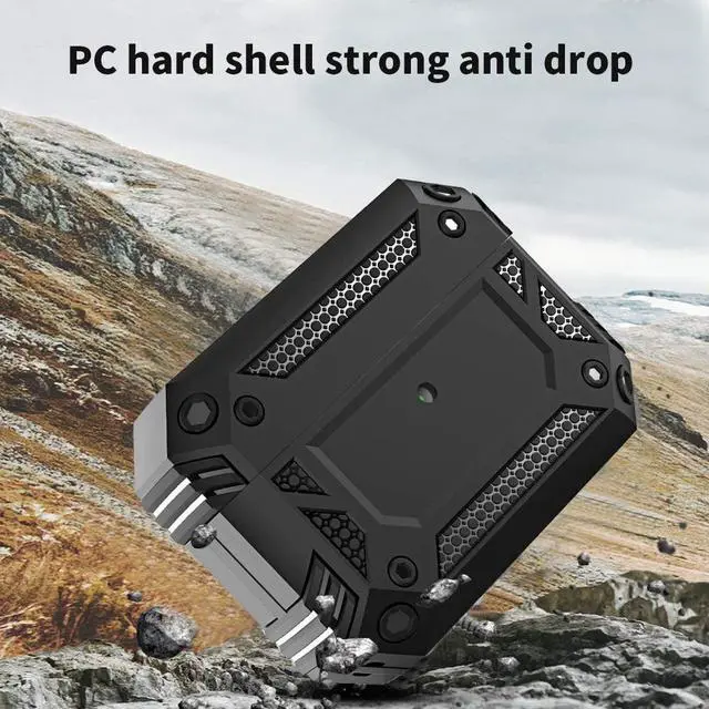 Alt view image 4 of 7 - Airpods Pro Case, Full-Body Hard Shell Protective Rugged Charging Cover Case with Keychain for AirPod Pro 2019, Front LED Visible,Black