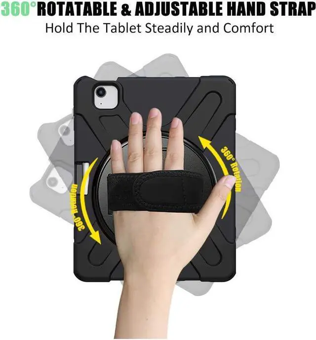 Alt view image 4 of 7 - Bundle-Rugged Shockproof Case and 2 Pack Tempered Glass Screen Protector for iPad Air 4th Generation 10.9 and iPad Pro 11 inch, Black