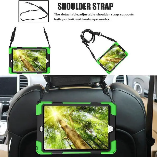 Alt view image 7 of 7 - Bundle-iPad 8th/7th Generation 10.2 Case with Tempered Glass Screen Protector Kickstand Hand Strap and Shoulder Strap, Black