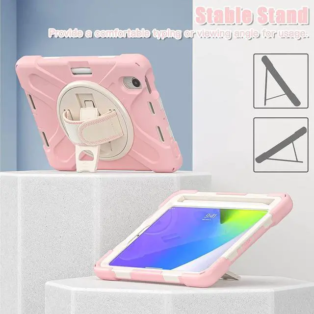 Alt view image 4 of 7 - Bundle-iPad Mini 6 Rugged Rosegold Case and 2 Pack Tempered Glass Screen Protector