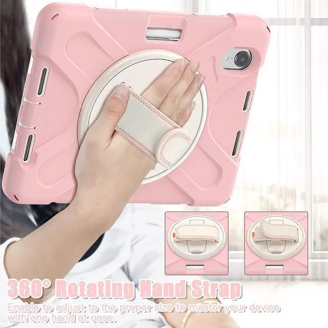 Alt view image 6 of 7 - Bundle-iPad Mini 6 Rugged Rosegold Case and 2 Pack Tempered Glass Screen Protector