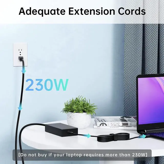 Alt view image 3 of 7 - 230W Charger for MSI GE66 GE76 Raider GP66 GP76 Leopard Gaming Laptop ADP-230GB D A17-230P1B Adapter Power Supply Cord