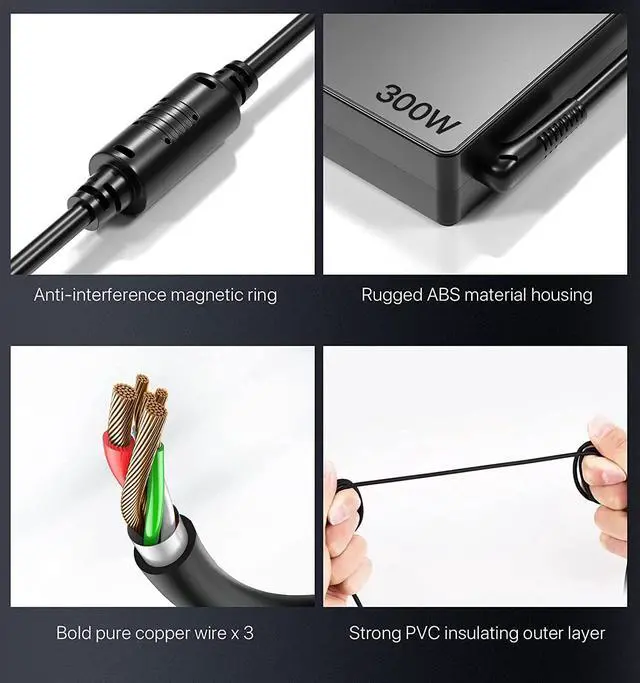 Alt view image 4 of 7 - 300W 20V 15A Laptop Charger Compatible with  Legion 5 5i 5P 7 7i pro 15 16 17 ThinkPad R7000P R9000P R9000K Y9000K Y9000X ADL300SDC3A GX21F23045 SA10R16956 AC Power Adapter Supply Cord