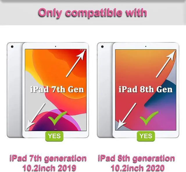 Alt view image 7 of 7 - iPad 9th/8th/7th Generation Case, iPad 10.2 Case 2021/2020/2019, [Kid Proof] Full Body Protective Case with 9H Tempered Glass Screen Protector, 360° Rotatable Kickstand & Hand Strap (Pink)