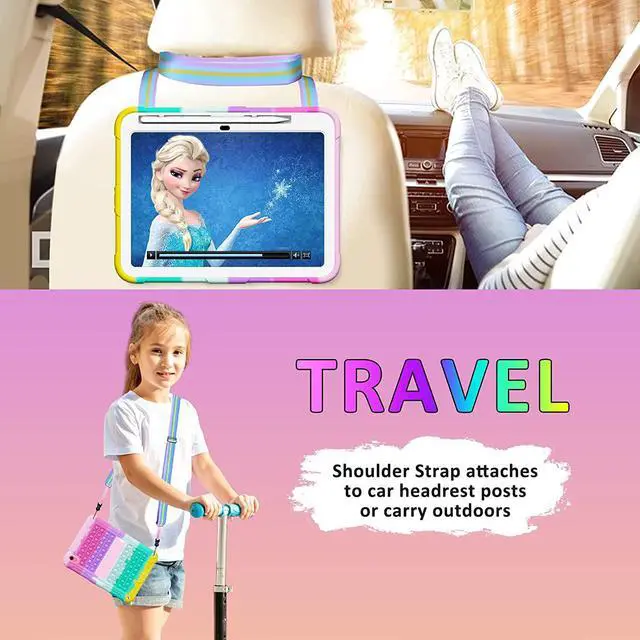 Alt view image 6 of 7 - New iPad 10th Generation 10.9 inch 2022 Case for Kids, Shockproof Rugged Protective with Pencil Holder Kickstand & Shoulder Strap for iPad 10.9 Inch 2022 Release Kids Children (Pink)
