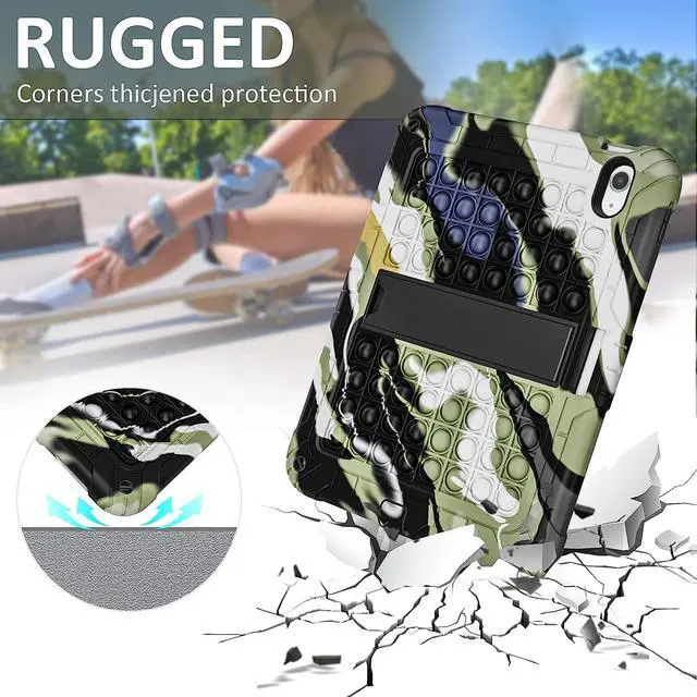 Alt view image 4 of 7 - New iPad 10th Generation 10.9 inch 2022 Case for Kids, Shockproof Rugged Protective with Pencil Holder Kickstand & Shoulder Strap for iPad 10.9 Inch 2022 Release Kids Children (Camouflage)
