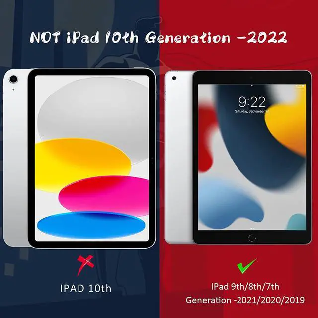 Alt view image 2 of 7 - New iPad 10.2 Case for Kids, iPad 9th/8th/7th Generation Case, 360 Rotating Shockproof Rugged Protective iPad 10.2 inch Case with Pencil Holder Kickstand for Kids Children Boys(Red)