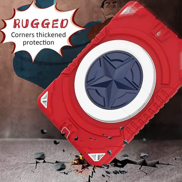 Alt view image 4 of 7 - New iPad 10.2 Case for Kids, iPad 9th/8th/7th Generation Case, 360 Rotating Shockproof Rugged Protective iPad 10.2 inch Case with Pencil Holder Kickstand for Kids Children Boys(Red)