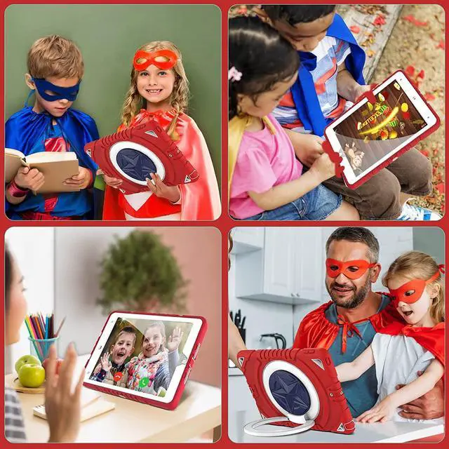 Alt view image 5 of 7 - New iPad 10.2 Case for Kids, iPad 9th/8th/7th Generation Case, 360 Rotating Shockproof Rugged Protective iPad 10.2 inch Case with Pencil Holder Kickstand for Kids Children Boys(Red)