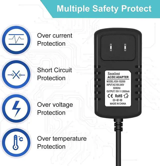 Alt view image 4 of 6 - AC Adapter 15V 2A AC 100-240V 50-60Hz to DC 15V 2A 30W DC Power Supply Charger 15V 30W 2A Ac Adapter Charger with 5.5 x 2.5mm Plug (15V 2A-CE)
