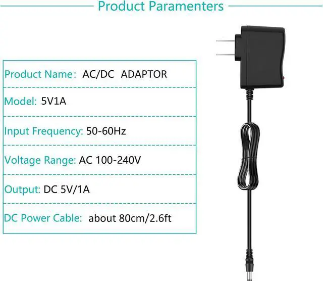 Alt view image 3 of 6 - DC 5V 1A Power Supply 5W 5V 1000MA AC/DC Adapter 50/60hz Output DC 5V 1A Power Adapter with 3.5mm x 1.35mm Plug Male and 5.5x2.5mm DC Output Plug 5 Volt 1 Amp Power Supply Adapter