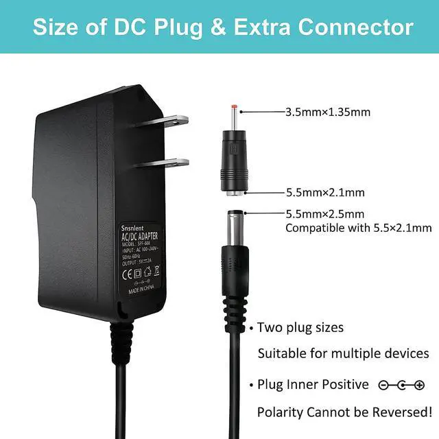 Alt view image 2 of 7 - 5V 2A AC DC Adapter with 5.5 x 2.5mm Charger US Plug 5V 2A Power Adapter 5V 2A 1A Switching Power Adapter 5V 2000ma Switching Power Supply Charger DC Connector Jack 5.5mmx2.1mm