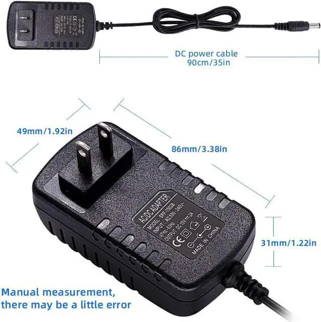 Alt view image 2 of 6 - AC Adapter 15V 2A Power Adapter Supply 15V 2A Wall Plug Power Adapter 15V 2000MA 30W Power Adapter with 5.5 x 2.1mm/2.5mm Plug
