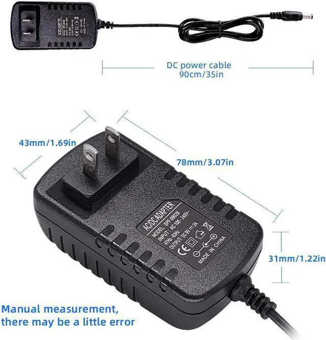 Alt view image 2 of 6 - 9 Volt 2A Power Adapter Supply 9V Power Supply 2A Transformer 9V Power Supply 18 Watt (2 Amp) LED Power Supply 2.1mm X 5.5mm Wall Plug
