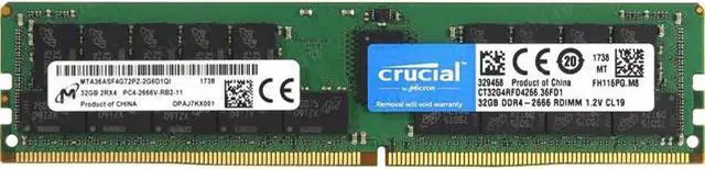Alt view image 2 of 3 - HPE 815100-B21 850881-001 32gb (1x32gb) 2666mhz Pc4-21300 Cl19 Ecc Registered Dual Rank X4 1.2v Ddr4 Sdram 288-pin Rdimm Memory for Server