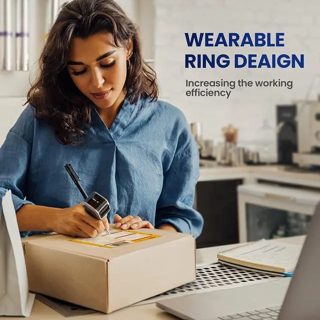 Alt view image 2 of 7 - Eyoyo 3-in-1 Bluetooth QR Ring Barcode Scanner, Mini Wearable Finger 1D 2D QR Code Scanner, Left&Right-Handed Use, Support Screen Scanning, Wireless Inventory Reader Compatible for iPad iPhone Android