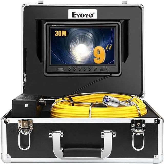 Main image of Eyoyo 100ft Pipe Inspection Camera with 9 Inch LCD Monitor, 30M Drain Sewer Camera Industrial Endoscope Video Plumbing System 1000TVL DVR Recorder Pipeline Snake Cam with 8GB SD Card