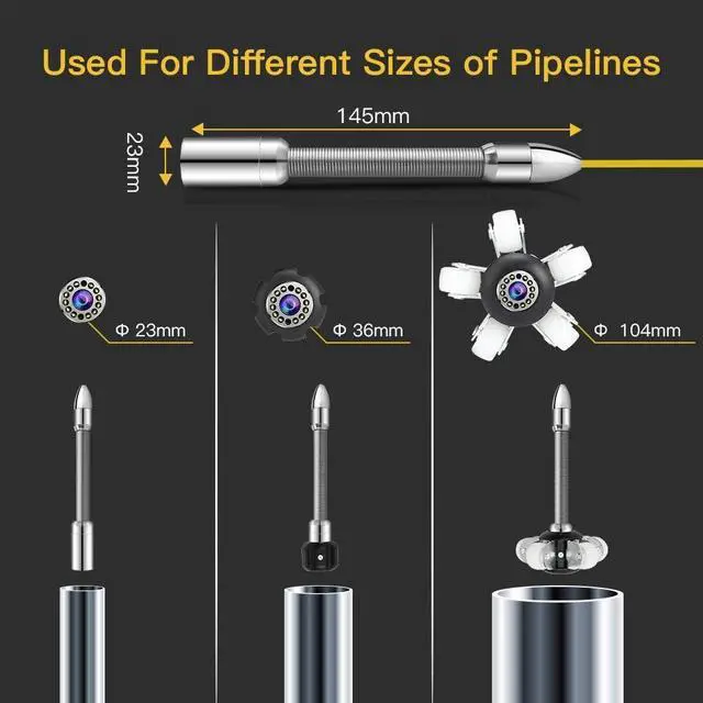 Alt view image 3 of 7 - Eyoyo 100ft Pipe Inspection Camera with 9 Inch LCD Monitor, 30M Drain Sewer Camera Industrial Endoscope Video Plumbing System 1000TVL DVR Recorder Pipeline Snake Cam with 8GB SD Card