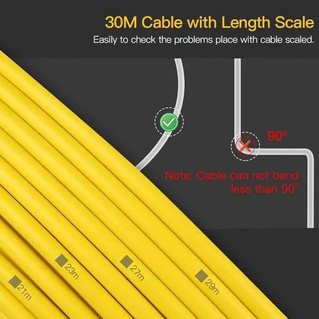Alt view image 5 of 7 - Eyoyo 100ft Pipe Inspection Camera with 9 Inch LCD Monitor, 30M Drain Sewer Camera Industrial Endoscope Video Plumbing System 1000TVL DVR Recorder Pipeline Snake Cam with 8GB SD Card