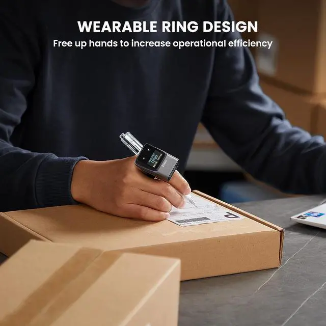 Alt view image 3 of 7 - Eyoyo Wearable Bluetooth Ring Barcode Scanner with Display, Mini Wireless Finger Bar Code Scanner Reader Inventory Compatible with iPad iPhone Android, Left&Right-Handed Use, Fast&Accurate Scanning