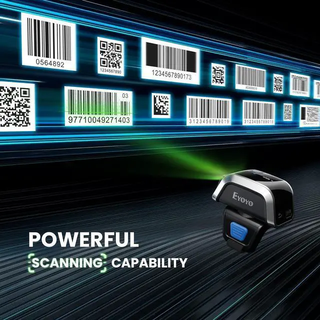 Alt view image 6 of 7 - Eyoyo 3-in-1 Bluetooth QR Ring Barcode Scanner, Mini Wearable Finger 1D 2D QR Code Scanner, Left&Right-Handed Use, Support Screen Scanning, Wireless Inventory Reader Compatible for iPad iPhone Android