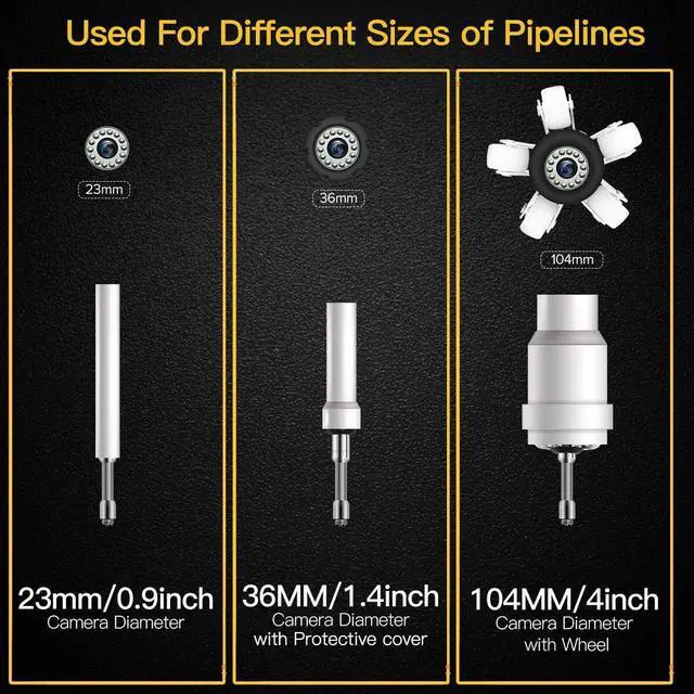 Alt view image 3 of 7 - Eyoyo Pipe Inspection Camera, 50M/164ft Drain Sewer Inspection Camera with 9 inch LCD Monitor,Pipeline Inspection Cam Equipment IP68 Waterproof Industrial Plumbing Borescope Endoscope