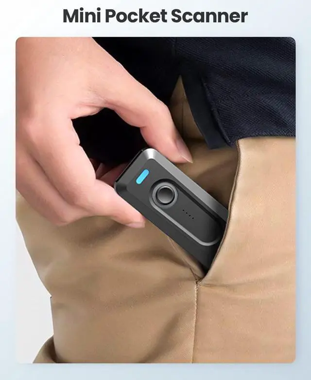 Alt view image 7 of 7 - Eyoyo 2D Bluetooth Barcode Scanner Wireless with Clip, 2000mAh Battery with Level Indicator, Portable Mini QR Bar Code Reader for Library Book Inventory Compatible with iPhone, iPad, Android Phone