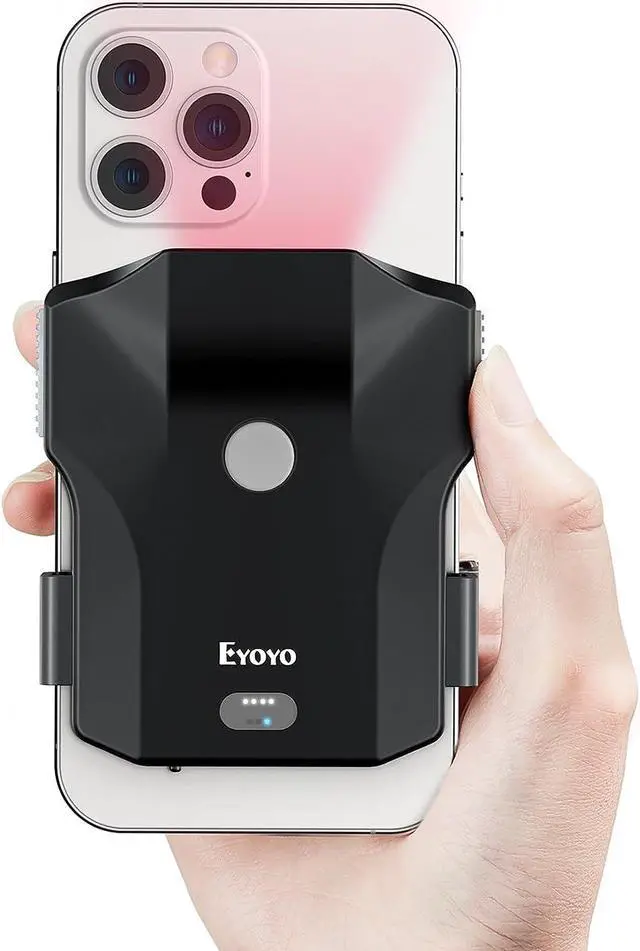 Main image of Eyoyo Bluetooth QR Code Scanner, 2D Wireless Back Clip Phone UPC USB Barcode Scanner Reader with Battery Level Indicator Compatible with 4.7"-7.2" Android Phone, iPhone for Book Library Inventory