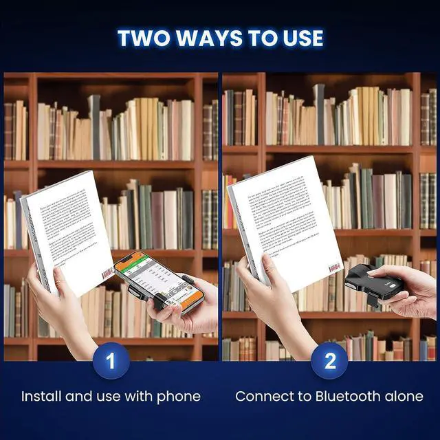 Alt view image 2 of 7 - Eyoyo Bluetooth QR Code Scanner, 2D Wireless Back Clip Phone UPC USB Barcode Scanner Reader with Battery Level Indicator Compatible with 4.7"-7.2" Android Phone, iPhone for Book Library Inventory