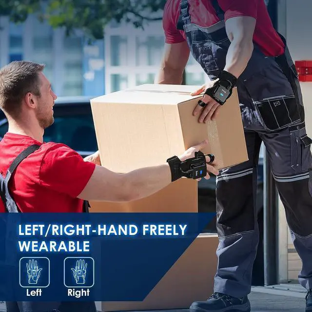 Alt view image 2 of 7 - Eyoyo Wearable Glove QR Code Scanner, 1D 2D Finger Ring Bluetooth Barcode Scanner, Left&Right Hand Wearable, Portable Wireless Book Inventory Bar Code Reader Compatible with iPhone iPad Android Tablet