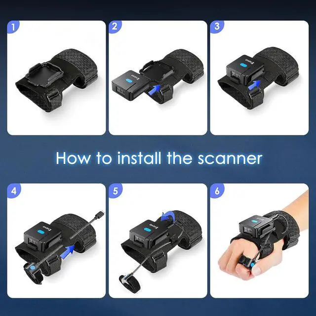 Alt view image 4 of 7 - Eyoyo Wearable Glove QR Code Scanner, 1D 2D Finger Ring Bluetooth Barcode Scanner, Left&Right Hand Wearable, Portable Wireless Book Inventory Bar Code Reader Compatible with iPhone iPad Android Tablet