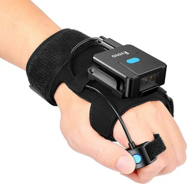 Main image of Eyoyo Wearable Glove QR Code Scanner, 1D 2D Finger Ring Bluetooth Barcode Scanner, Left&Right Hand Wearable, Portable Wireless Book Inventory Bar Code Reader Compatible with iPhone iPad Android Tablet