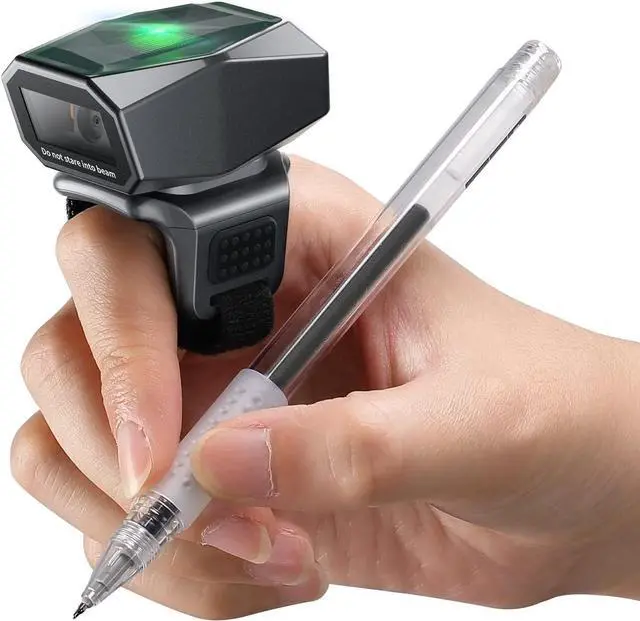 Main image of Eyoyo 2D QR Ring Barcode Scanner, Wearable Finger 3-in-1 USB Wired & 2.4G Wireless & Bluetooth Scanner, Left & Right Hand Wearable, Image 1D Warehouse Inventory Bar Code Reader for Android, iOS iPhone
