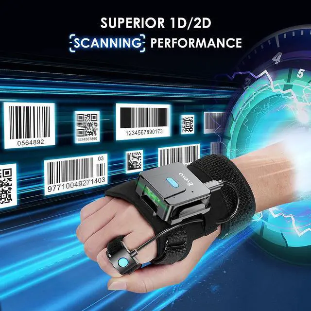 Alt view image 6 of 7 - Eyoyo Wearable Glove QR Code Scanner, 1D 2D Finger Ring Bluetooth Barcode Scanner, Left&Right Hand Wearable, Portable Wireless Book Inventory Bar Code Reader Compatible with iPhone iPad Android Tablet