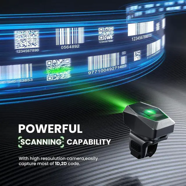 Alt view image 2 of 7 - Eyoyo 2D QR Ring Barcode Scanner, Wearable Finger 3-in-1 USB Wired & 2.4G Wireless & Bluetooth Scanner, Left & Right Hand Wearable, Image 1D Warehouse Inventory Bar Code Reader for Android, iOS iPhone