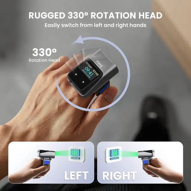 Alt view image 4 of 7 - Eyoyo Wearable Ring Barcode Scanner with Display, Mini 2D QR Bluetooth Wireless Finger Bar Code Scanner Reader Inventory Compatible with iPad iPhone Android, Support Scanning Printed&Mobile Barcodes