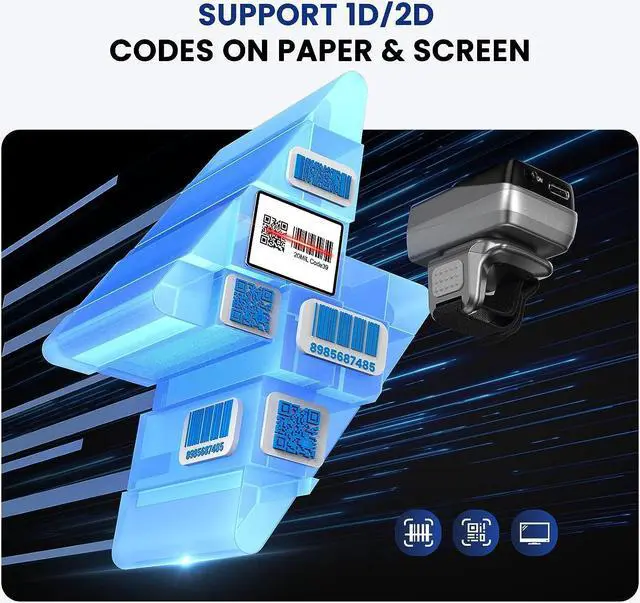 Alt view image 4 of 7 - Eyoyo 2D Bluetooth Ring Barcode Scanner with Screen, Mini Wearable Wireless Finger QR Bar Code Scanner Reader Inventory Compatible with iPad iPhone Android, Support Screen Scan, Left&Right-Handed Use